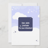 Lila dunkelblaue Kuh White Cloud Baby Dusche Einladung (Rückseite)