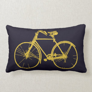 Lila dunkelblaues Goldfahrradfahrrad Throwkissen Lendenkissen