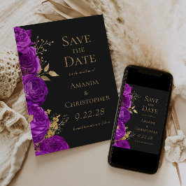 Lila Dunkle Blüte Save the Date Ankündigung