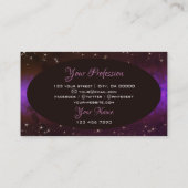 Lila Dunkle Burgund Galaxy Glitzer Sterne Initiale Visitenkarte (Rückseite)