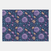 Lila dunkles Magnolienpapier und Rose Geschenkpapier Set (Vorderseite)