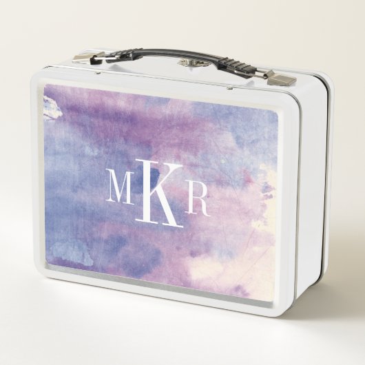 Lila Dunst II des Monogramm-| Metall Lunch Box (Rückseite)