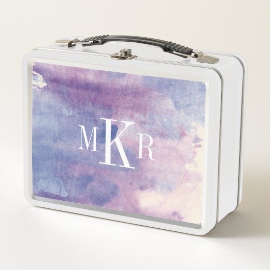 Lila Dunst II des Monogramm-| Metall Lunch Box (Vorderseite)
