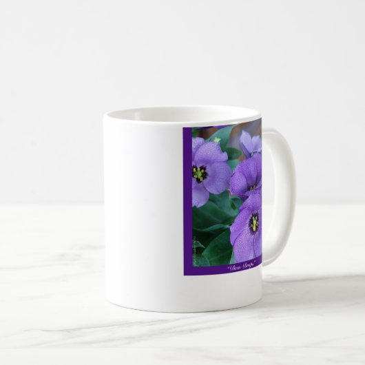 Lila Dunst - "Tau-Tropfen " Kaffeetasse (VorderseiteRechts)