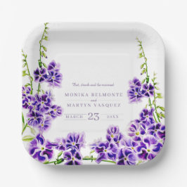 Lila Duranta Aquarell Blume Hochzeit Pappteller