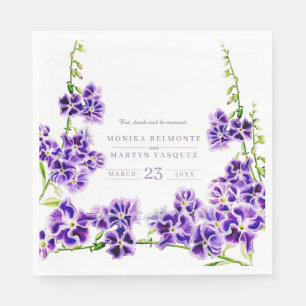 Lila Duranta Aquarell Blume Hochzeit Serviette