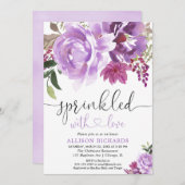 lila Dusche Einladung (Vorne/Hinten)