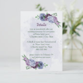 Lila dustig blühende Hochzeitsdetails Begleitkarte (Stehend Vorderseite)