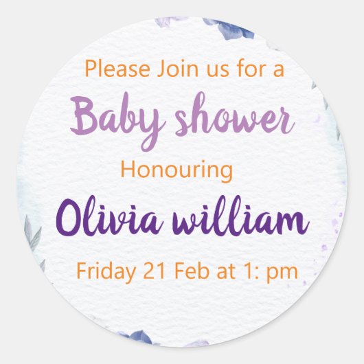 Lila & dusty Blue Baby Bloom Runder Aufkleber (Vorderseite)