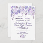 Lila Dusty Blue Floral Probe Abendessen Einladung (Vorne/Hinten)