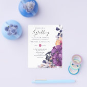 Lila Dynastie Dark Floral Budget Hochzeit lädt ein Flyer (Einzeln)