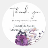 Lila Dynastie Dunkelblumen-Hochzeitssache Runder Aufkleber (Vorderseite)