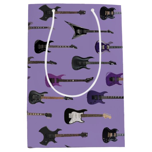💜 Lila E-Gitarre Mittlere Geschenktüte (Vorderseite)