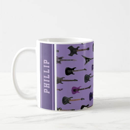 💜 Lila E-Gitarren mit Namen Kaffeetasse (Links)