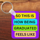 Lila eckiger Schlüsselanhänger, hell SO_THIS_IS_HO Schlüsselanhänger (Vorderseite)