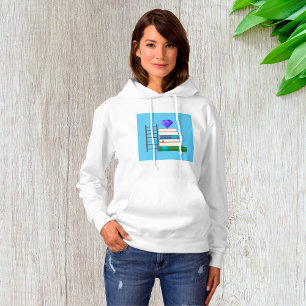 Lila Edelstein auf einem Bücherstapel mit Leiter Hoodie