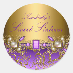 Lila Edelstein & Perlen Sweet Sixteen Aufkleber
