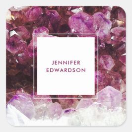 Lila Edelsteinkristall beruflich Quadratischer Aufkleber