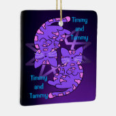 Lila Edeltini Retro Neon Kittens Keramikornament (Rechts)