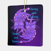 Lila Edeltini Retro Neon Kittens Keramikornament (Links)