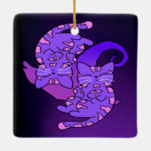 Lila Edeltini Retro Neon Kittens Keramikornament (Rückseite)