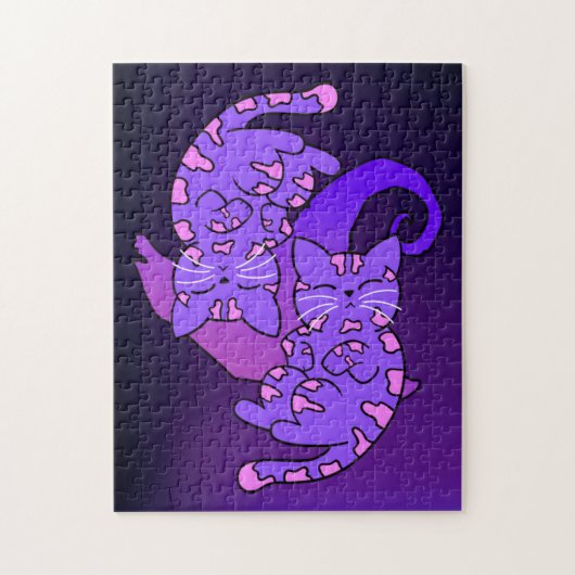 Lila Edeltini Retro Neon Kittens Puzzle (Vertikal)