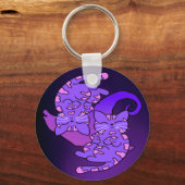 Lila Edeltini Retro Neon Kittens Schlüsselanhänger (Vorderseite)