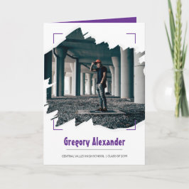 Lila Edgy Abstrakt Brushstroke Foto Abschluss Einladung