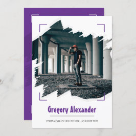 Lila Edgy Abstrakt Brushstroke Foto Abschluss Einladung