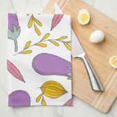 Lila Eggpflanze Geschirrtuch (Viertel Falte)