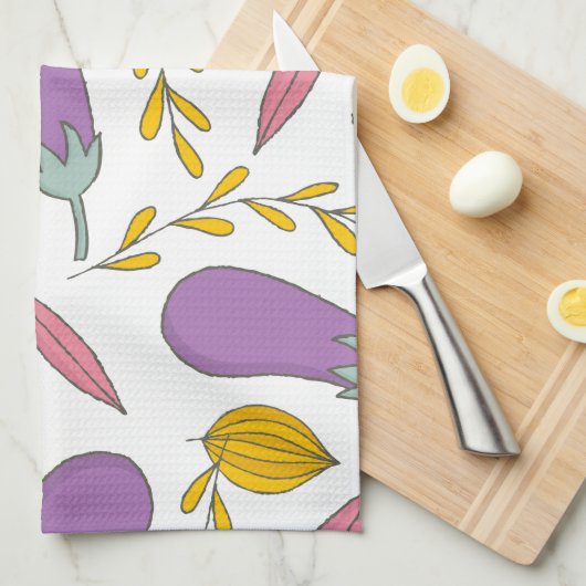 Lila Eggpflanze Geschirrtuch (Viertel Falte)