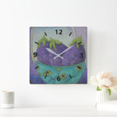 Lila Eggpflanze Quadratische Wanduhr (Zuhause)