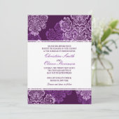 Lila Eggplant Damask Einladung (Stehend Vorderseite)