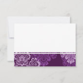 Lila Eggplant Damask Wedding Response Card RSVP Karte (Rückseite)