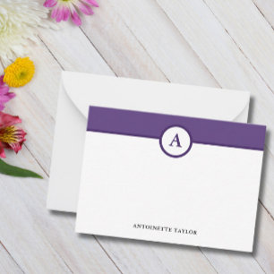 Lila Eggplant Monogramm Personalisierte Mitteilung Mitteilungskarte