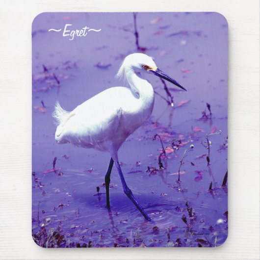 Lila Egret Bird Mousepad (Vorne)