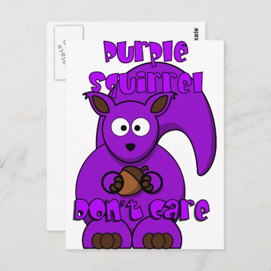 Lila Eichhörnchen kümmert sich nicht Postkarte (Vorne/Hinten)