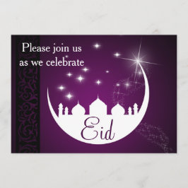 Lila Eid Mubarak Mond-Moschee Einladung