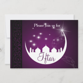 Lila Eid Mubarak Moon Mosque Einladung