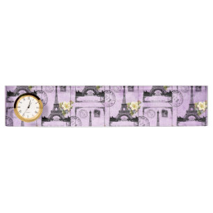 Lila Eiffel-Turm-Postkarten-Briefmarken Namensplakette