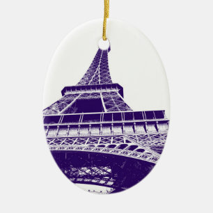 Lila Eiffel-Turm-Verzierung Keramikornament