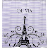 Lila Eiffelturm Blüh Duschvorhang (Vorderseite)