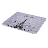 Lila Eiffelturm Blühe Schneidebrett (Ecke)