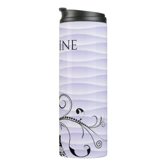 Lila Eiffelturm Blühe Thermal Tumbler Thermosbecher (Nach rechts gedreht)