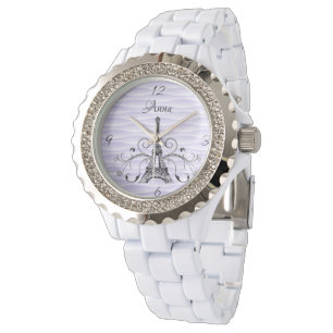 Lila Eiffelturm Blühe Watch Armbanduhr