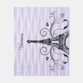 Lila Eiffelturm Blühte Fleece Blanket (Vorderseite)