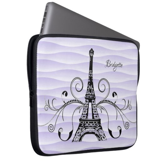 Lila Eiffelturm Blühte Laptop-Sieb Laptopschutzhülle (Vorne Rechts)