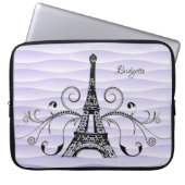 Lila Eiffelturm Blühte Laptop-Sieb Laptopschutzhülle (Vorderseite)