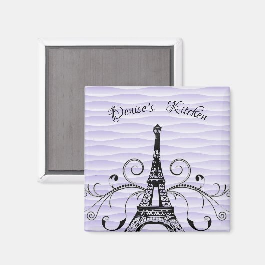 Lila Eiffelturm Blühte Magnet (Vorderseite/Rückseite)