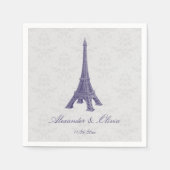 Lila Eiffelturm Damask Brautparty Napkins Serviette (Vorderseite)